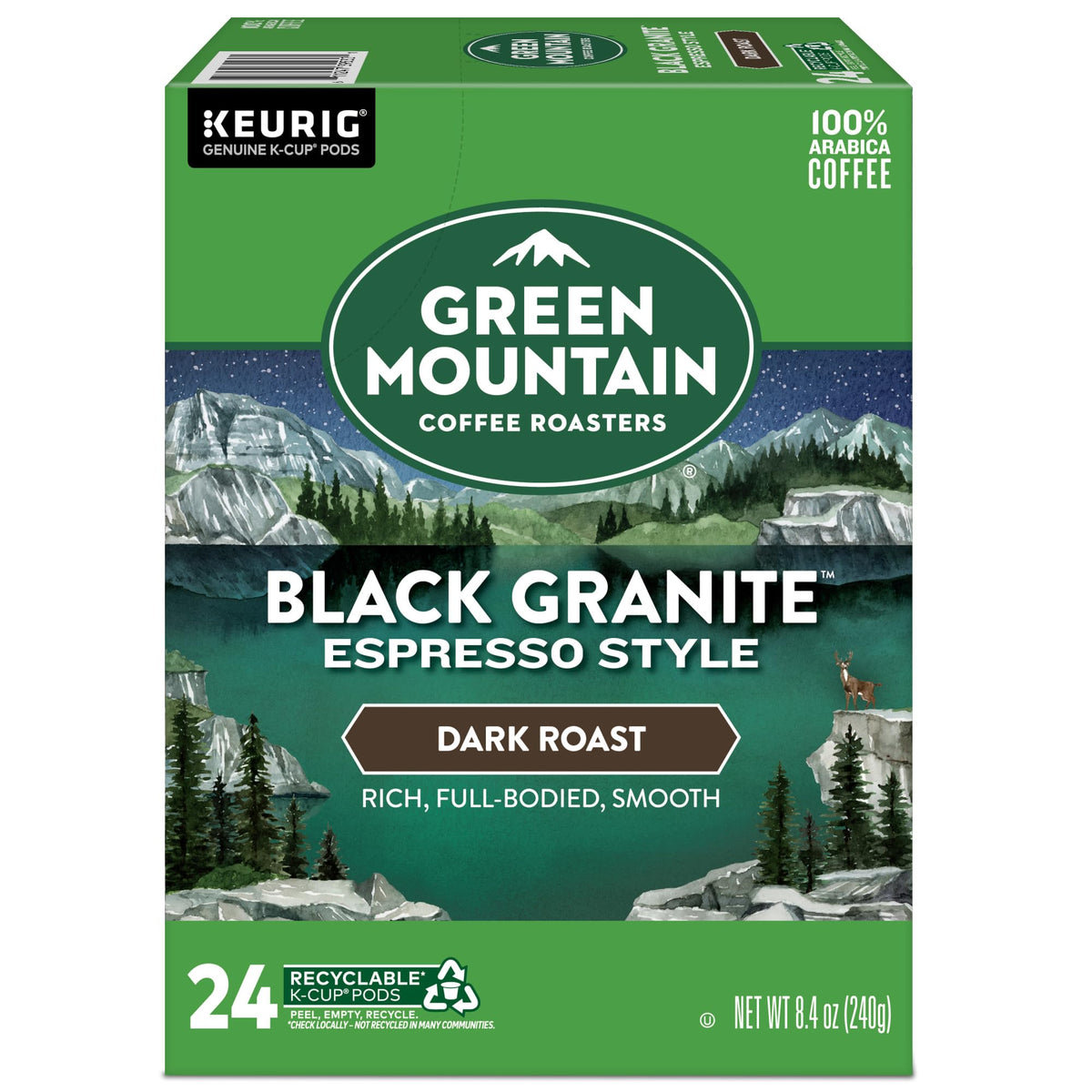 Green Mountain Black Granite recyclable packaging supporting sustainable choices.