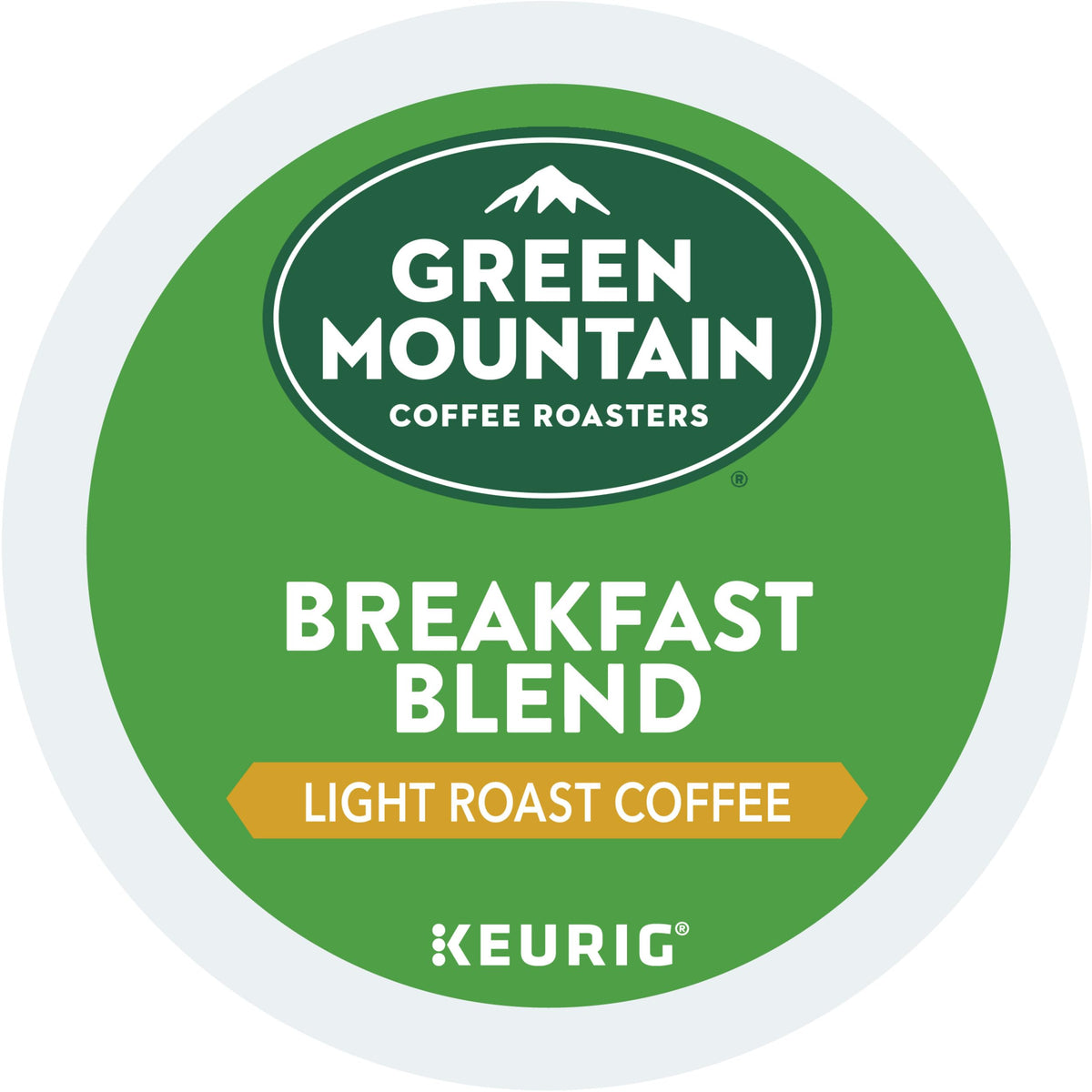 Green Mountain Breakfast Blend K-Cup cup ready to brew, delivering balanced flavor.