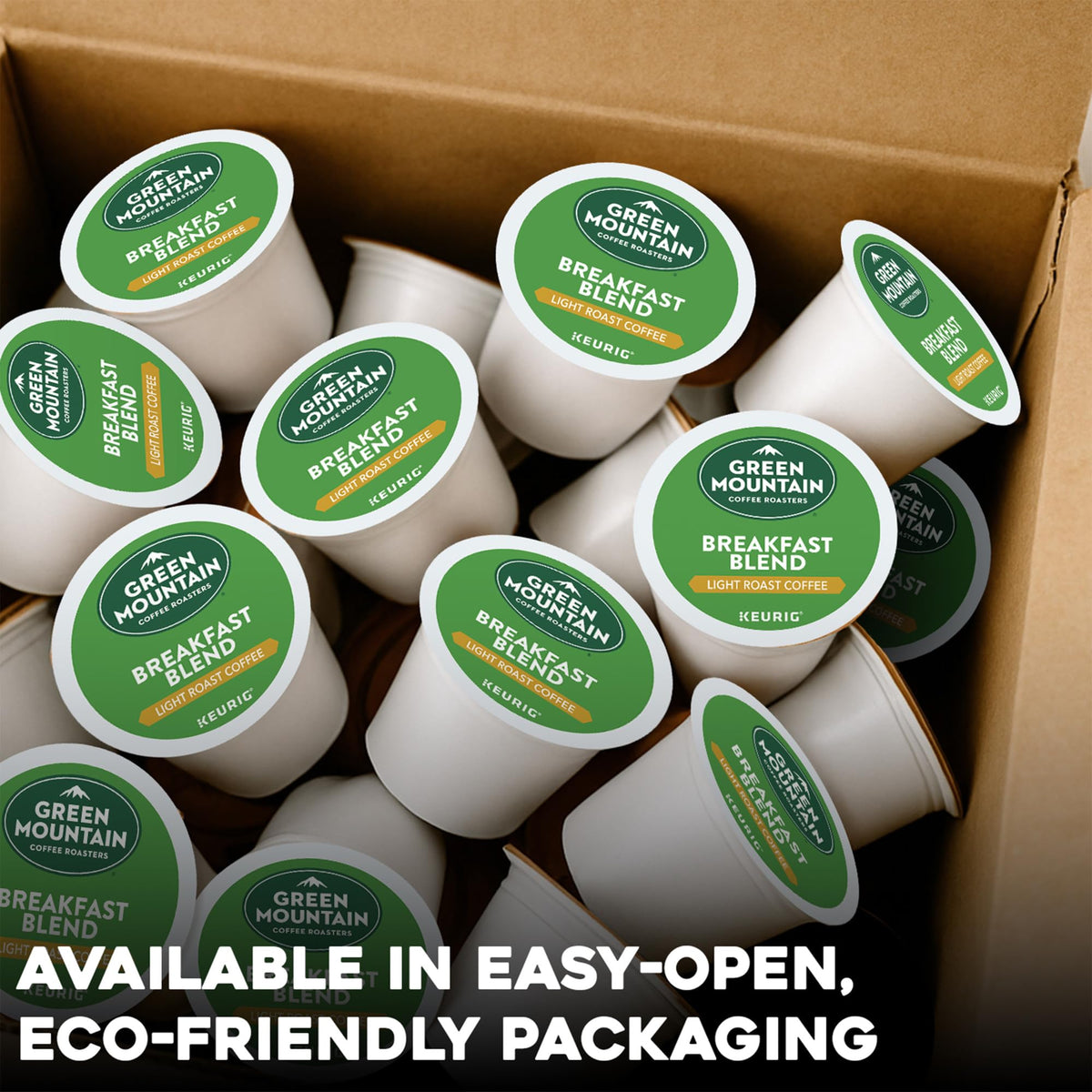 Green Mountain Breakfast Blend brewed cup close-up with silky, balanced flavor.