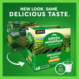 Green Mountain Breakfast Blend light roast with a bright start and nutty notes.