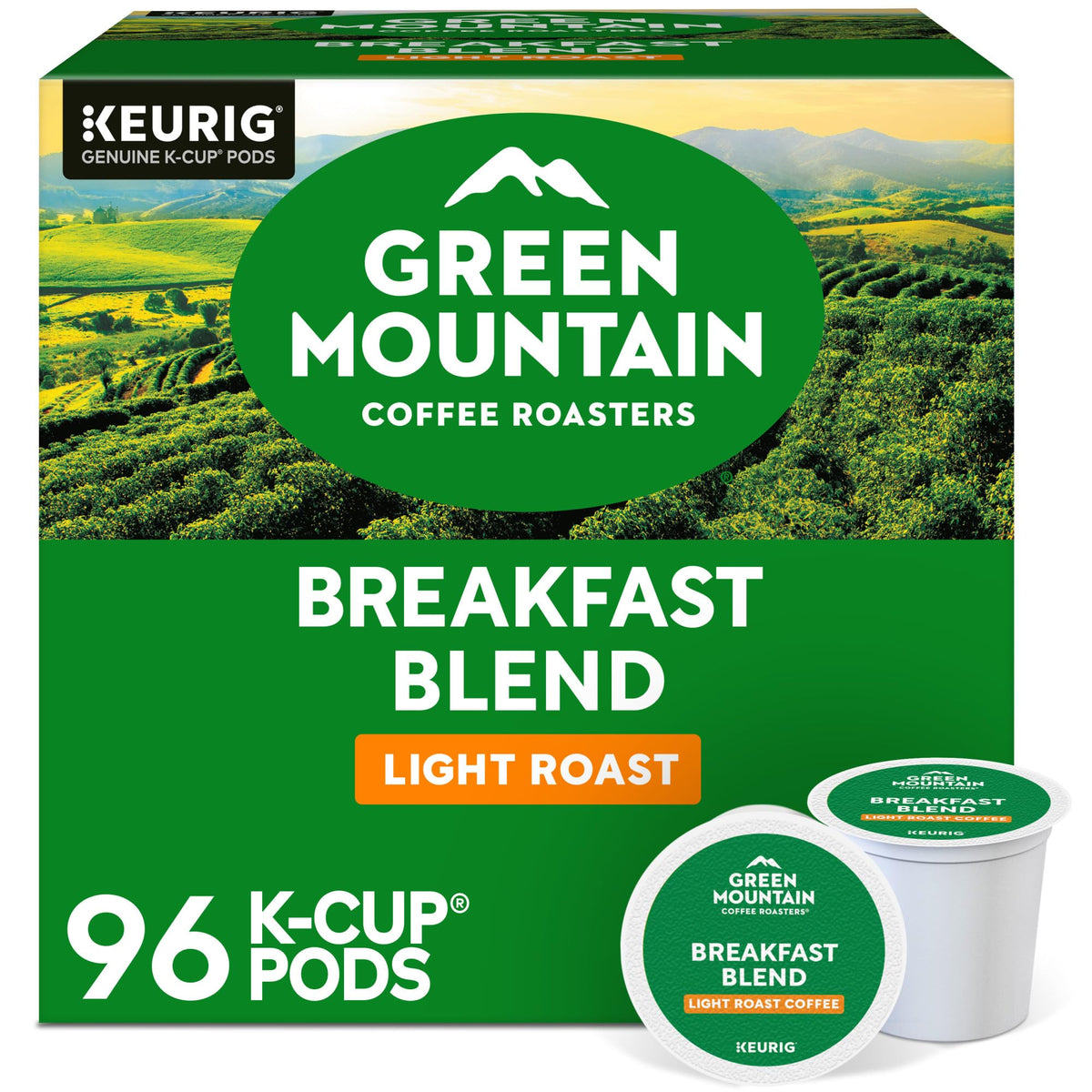 Green Mountain Breakfast Blend pod offers a bright, smooth cup for mornings.