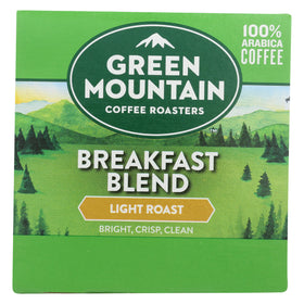 Green Mountain Coffee brand story on packaging, reflecting sustainability and small-farm support.