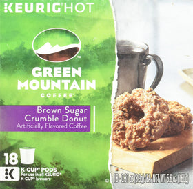 Steaming mug ready with Green Mountain Coffee Brown Sugar Crumble Donut.