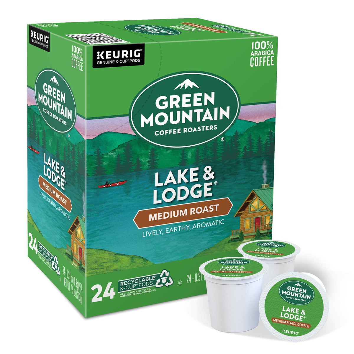 Lake & Lodge packaging highlights Indonesian flavor notes and balanced aroma.