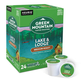 Lake & Lodge packaging highlights Indonesian flavor notes and balanced aroma.