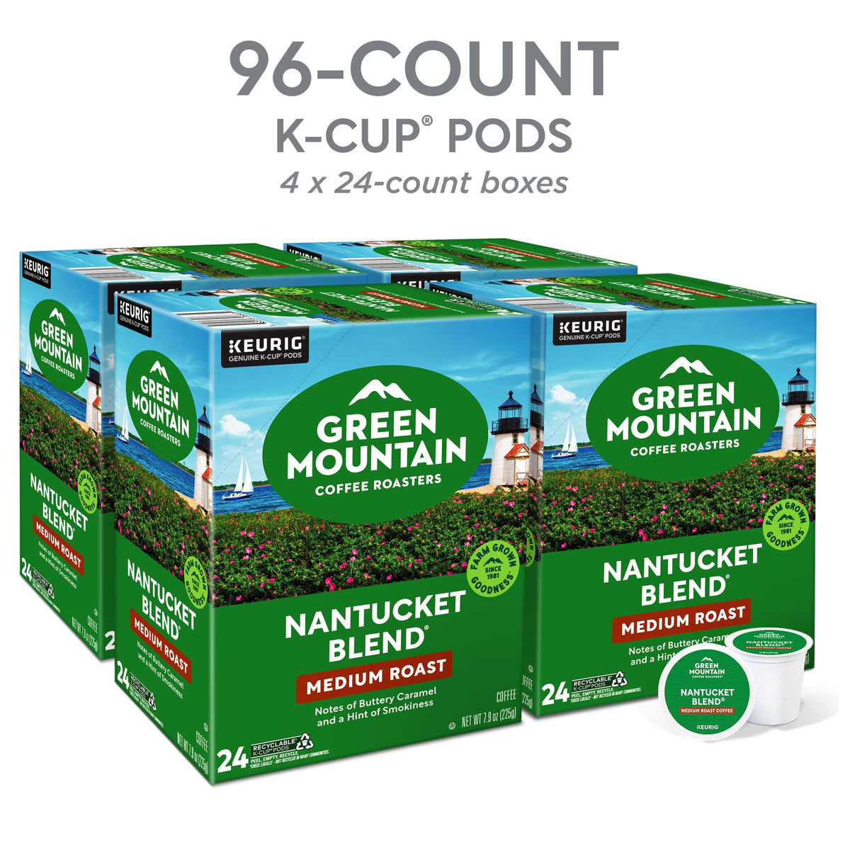 K-Cup pods dispensing into a Keurig as aroma fills the room