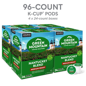 K-Cup pods dispensing into a Keurig as aroma fills the room
