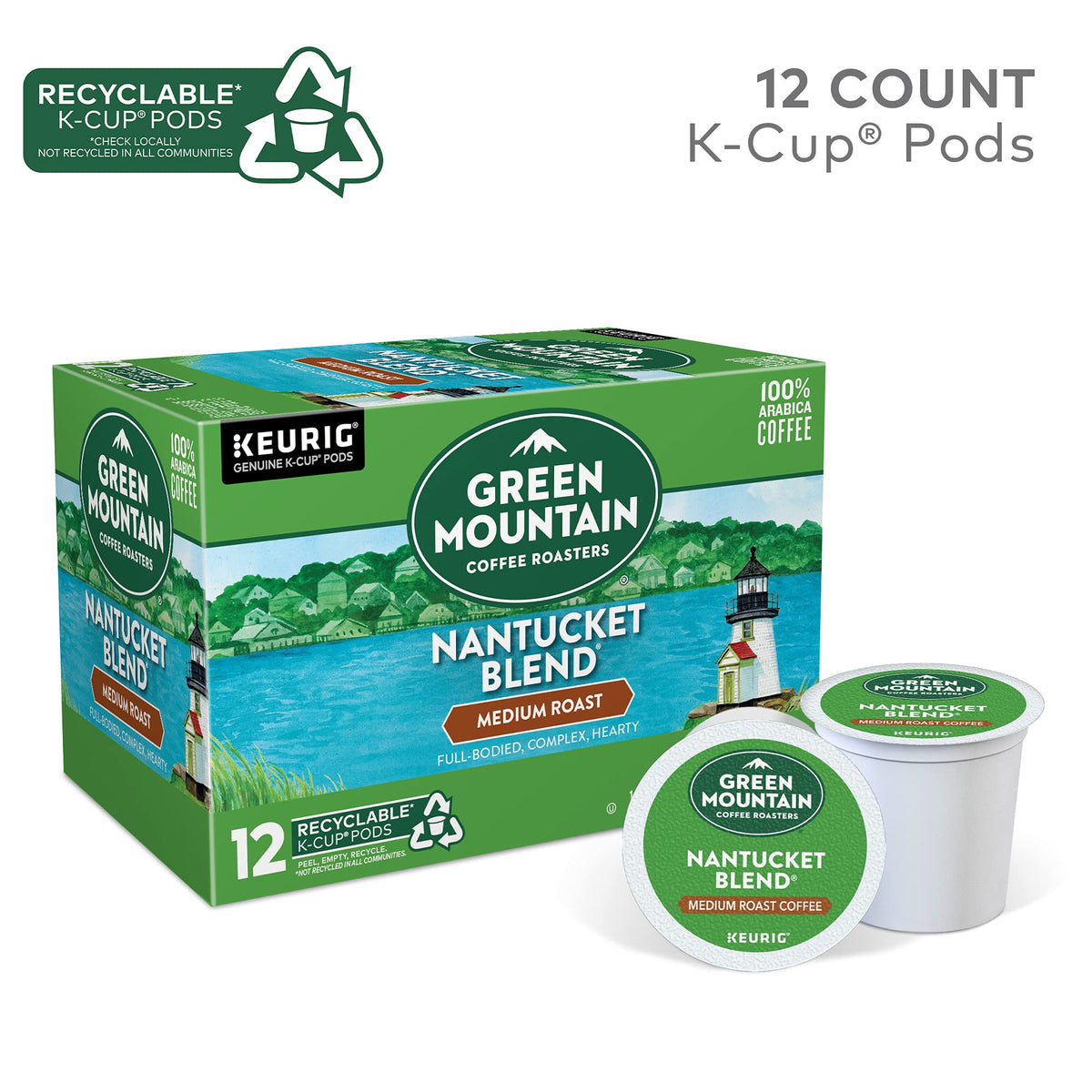 Green Mountain Nantucket Blend packaging highlights premium sourcing.