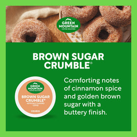 Green Mountain Brown Sugar Crumble with pastry pairing suggests breakfast ritual.