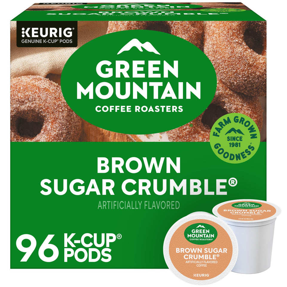 Green Mountain Coffee Roasters Brown Sugar Crumble pod close-up highlighting smooth, balanced flavor.