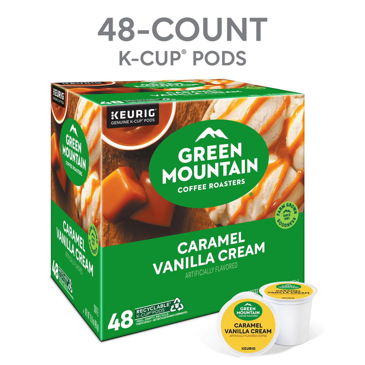 Steaming cup of Green Mountain Caramel Vanilla Cream coffee