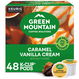 Green Mountain Caramel Vanilla Cream K-Cup pod for quick flavorful brew