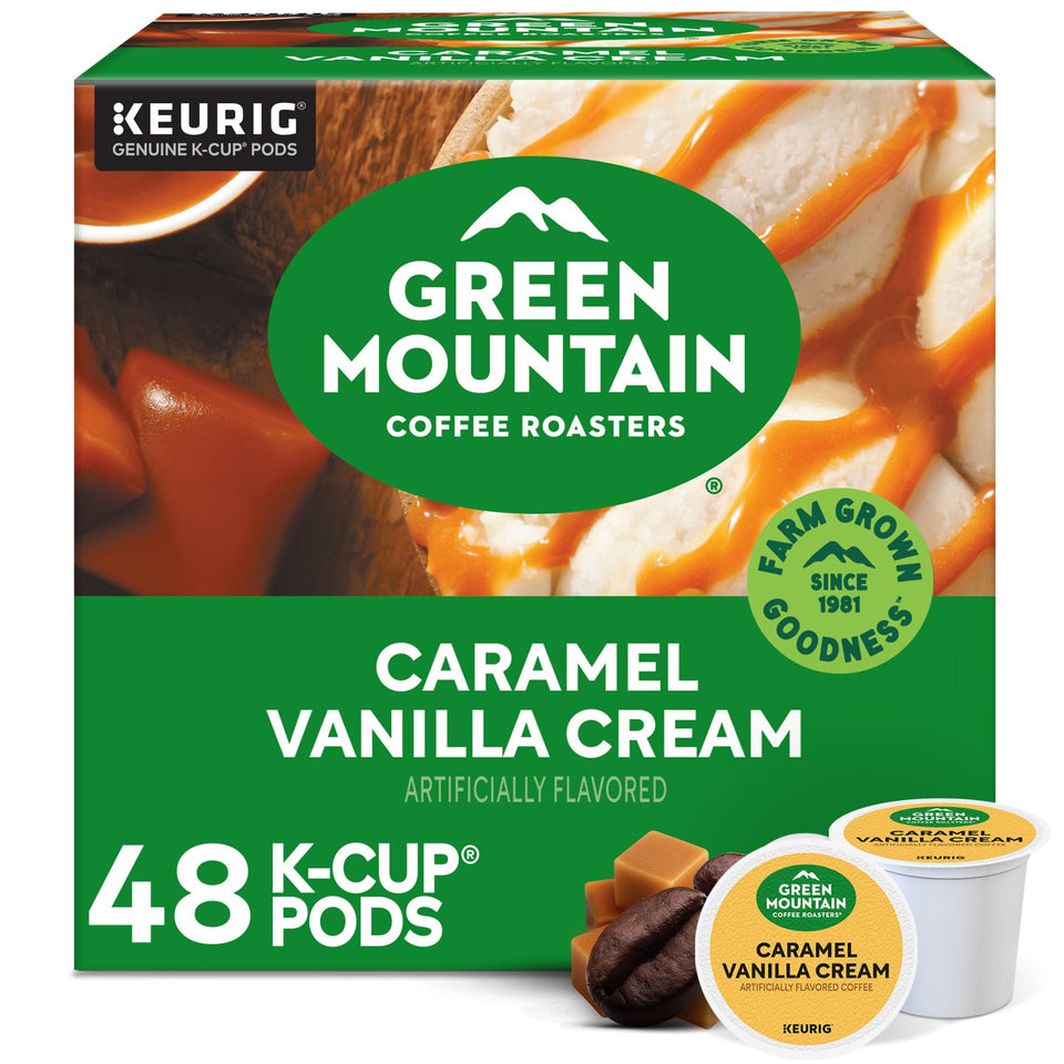 Green Mountain Caramel Vanilla Cream K-Cup pod for quick flavorful brew