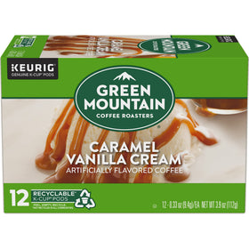 Green Mountain Coffee Roasters packaging displays Caramel Vanilla Cream for gifting and tasting.