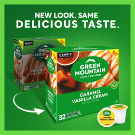 Green Mountain Caramel Vanilla Cream pod brew showcasing indulgent flavor notes for a lighter roast