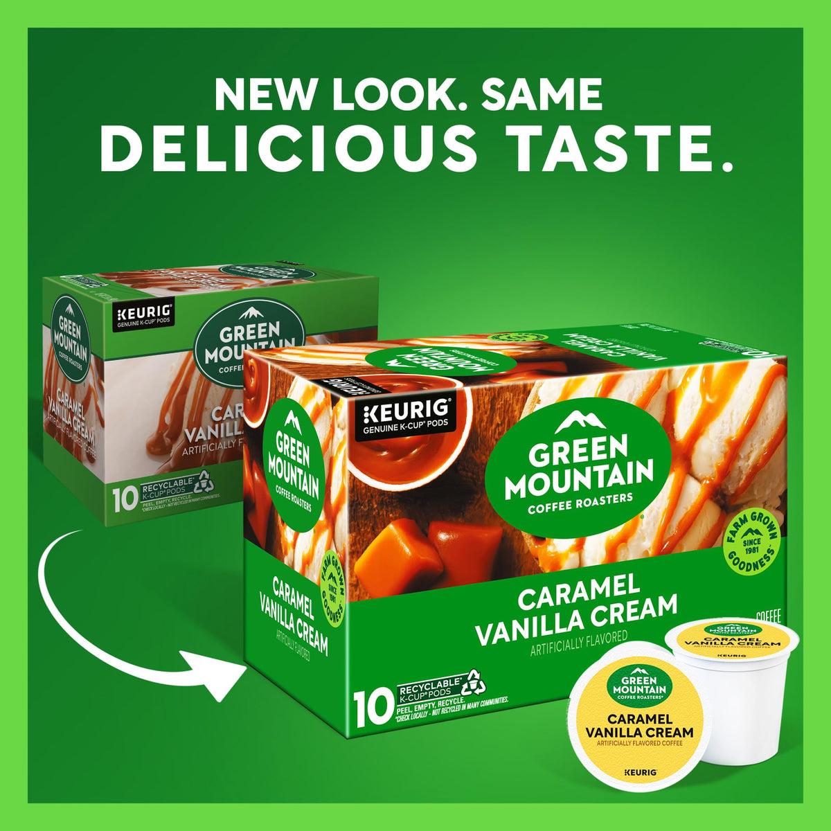 Caramel Vanilla Cream pods ready for Keurig machines