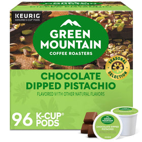 Green Mountain Coffee Roasters Chocolate Dipped Pistachio K-Cup pod ready for a smooth morning