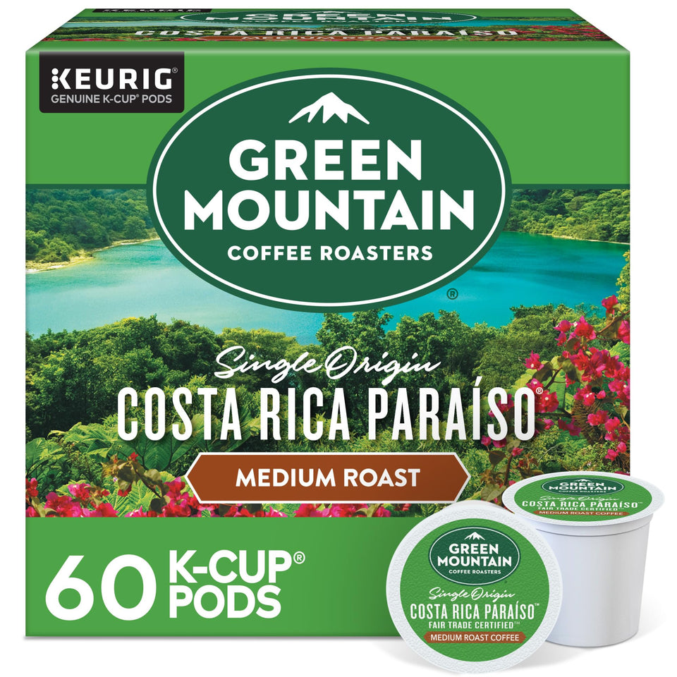 Green Mountain Costa Rica Paraiso K-Cup pod aroma enhances morning ritual.