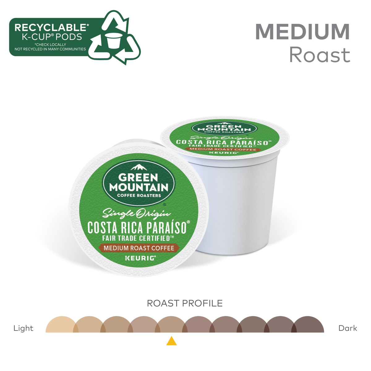 Green Mountain Costa Rica Paraiso beans image suggesting sustainable sourcing and bold flavor.
