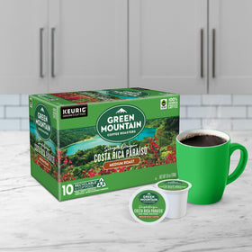 Green Mountain Costa Rica Paraiso cup outdoors conveys adventure-ready flavor.