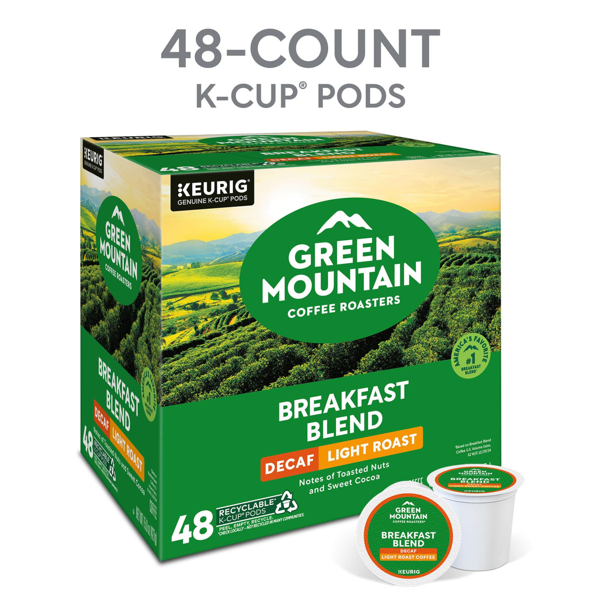 Decaf Breakfast Blend brew close-up reveals clean, balanced aroma and flavor.
