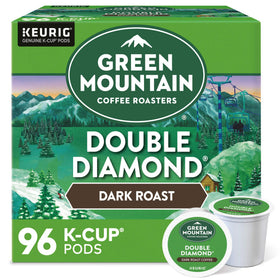 Green Mountain Coffee Roasters Double Diamond K-Cup pods close-up for a bold morning brew.