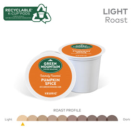 Warm kitchen scene with Green Mountain Pumpkin Spice for autumn mornings