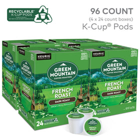 Green Mountain French Roast packaging highlighting sustainably sourced coffee.