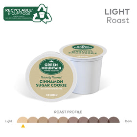 Close-up of Green Mountain Cinnamon Sugar Cookie ground coffee for aroma.