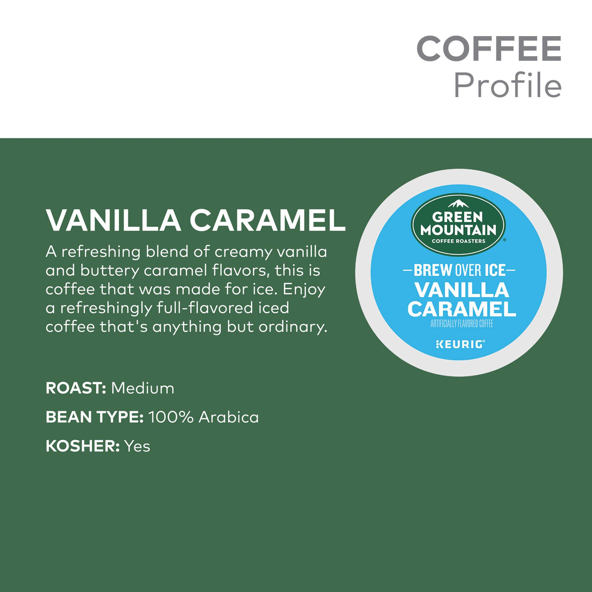 Iced vanilla caramel flavor in a glass for a refreshing sip.
