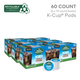 Green Mountain ICED Vanilla Caramel K-Cup pod back panel highlights kosher and sustainable sourcing
