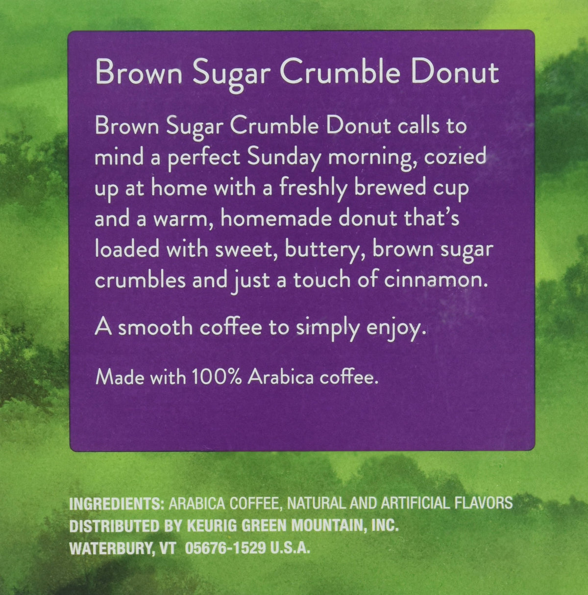 Box of Green Mountain Brown Sugar Crumble Donut K-Cups on display for gifting or home use