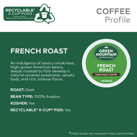 Close-up of Green Mountain French Roast K-Cup detail for rich flavor.