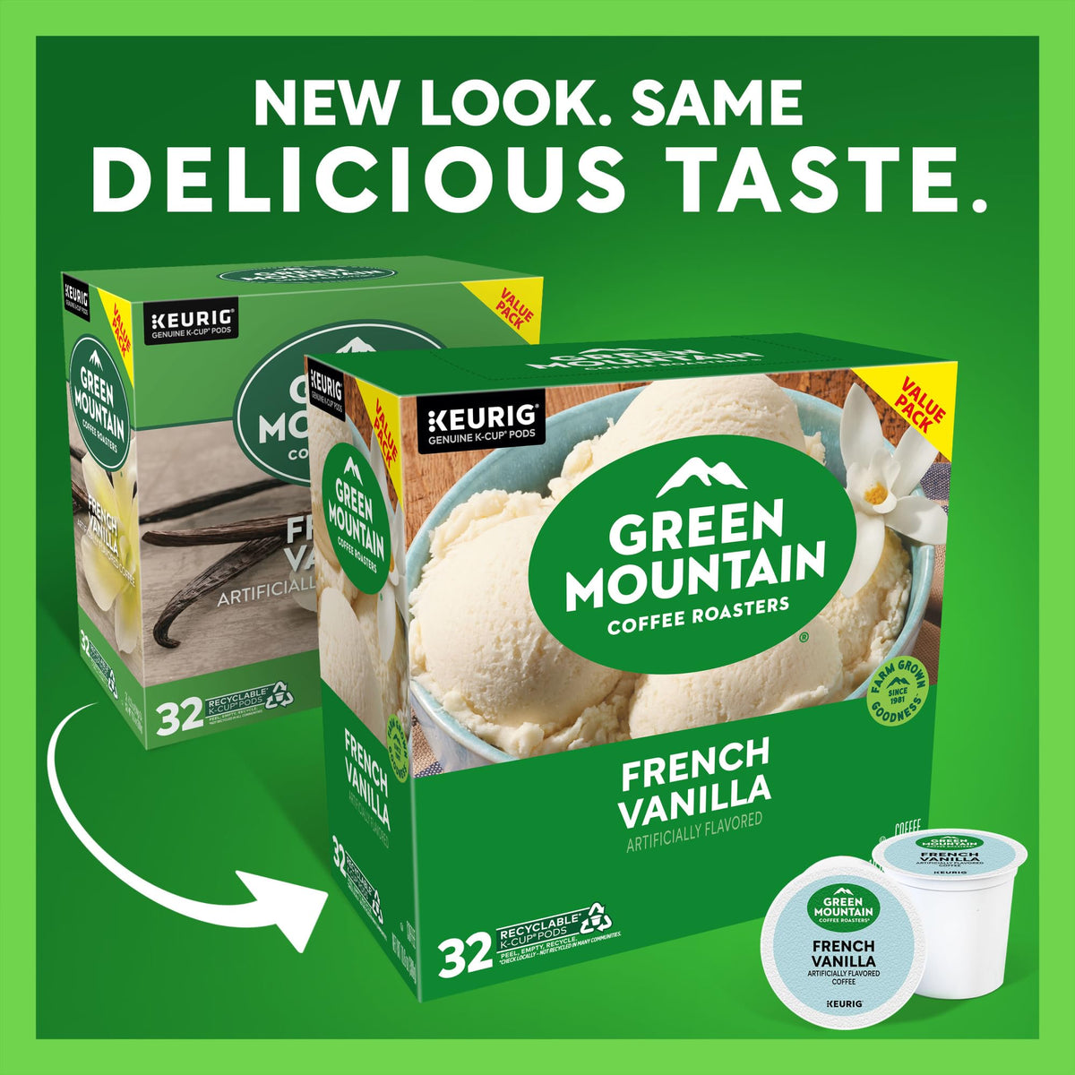 Keurig-friendly K-Cup pods delivering quick, flavorful vanilla coffee.