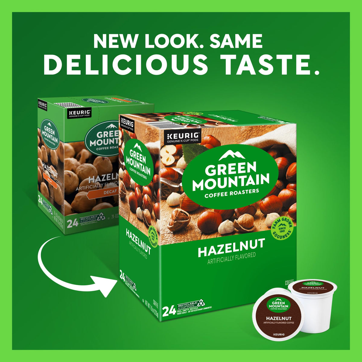 Stack of Green Mountain K-Cup pods highlighting Keurig compatibility and value