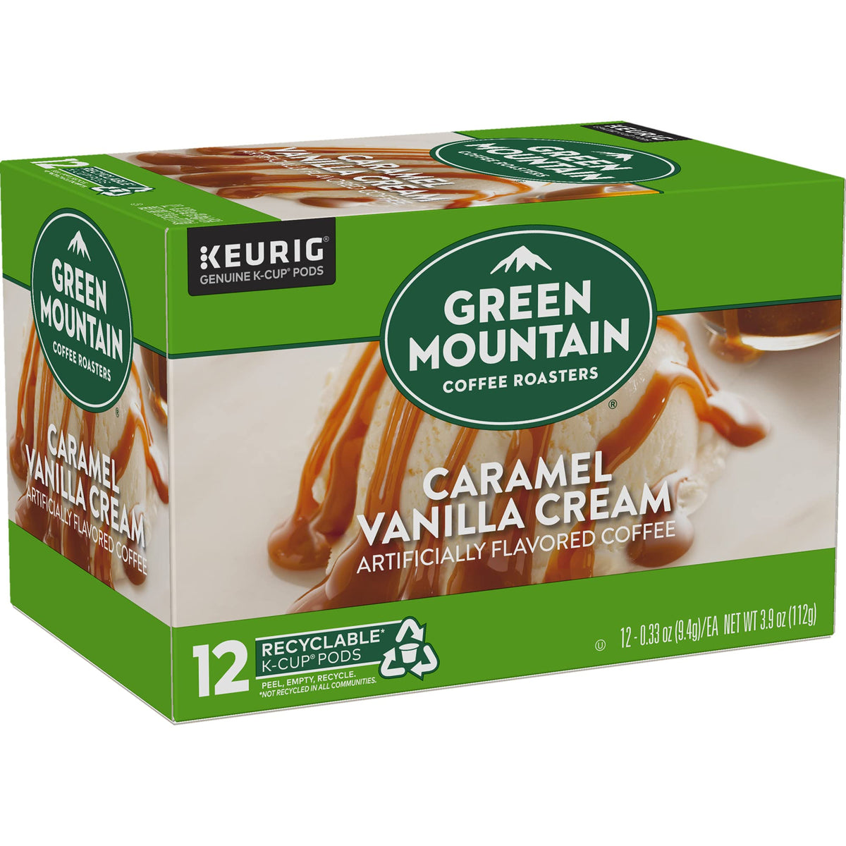 Green Mountain Coffee Roasters Keurig-compatible pods glow as convenient brew option.