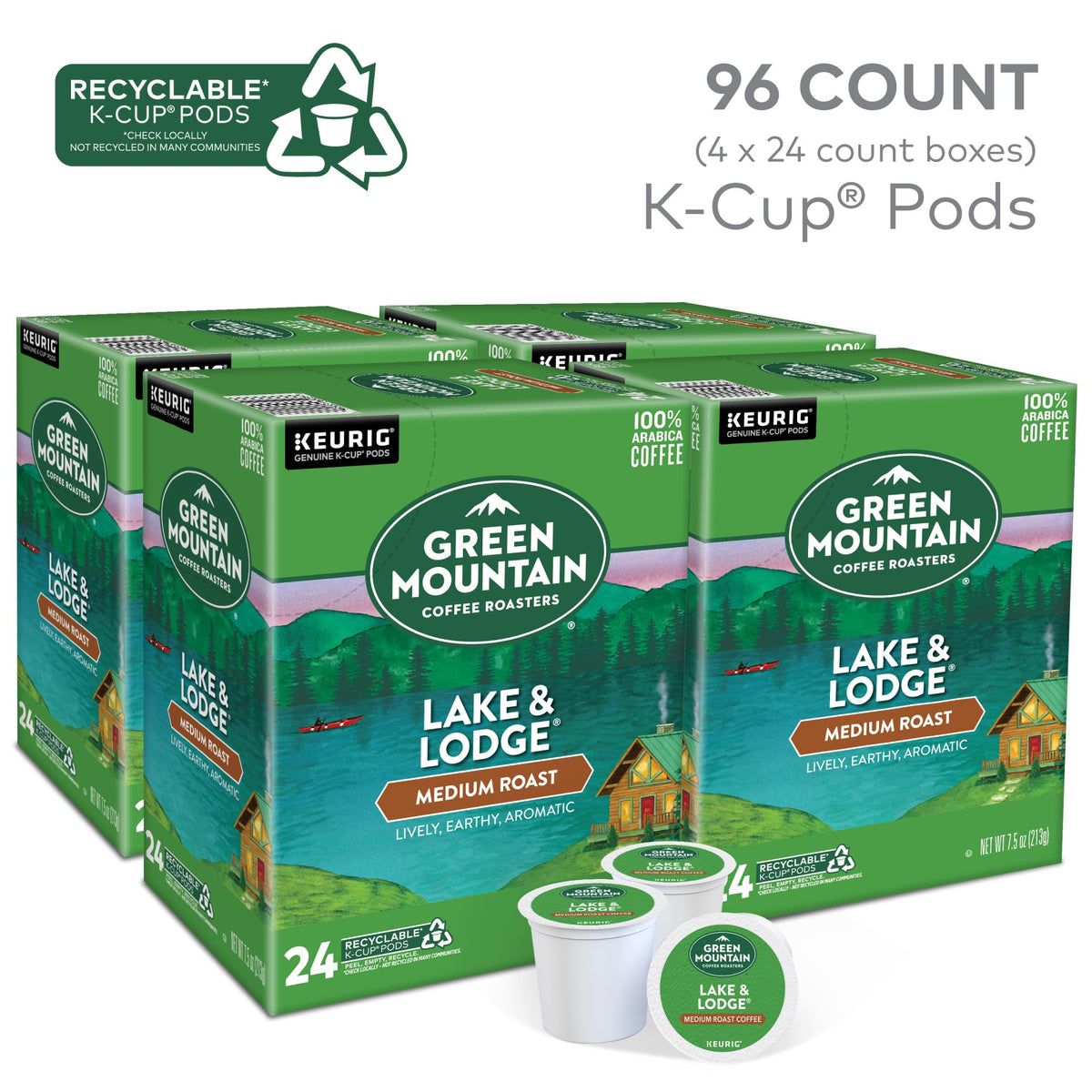 Green Mountain Lake and Lodge brewed cup steam showcases medium roast notes.
