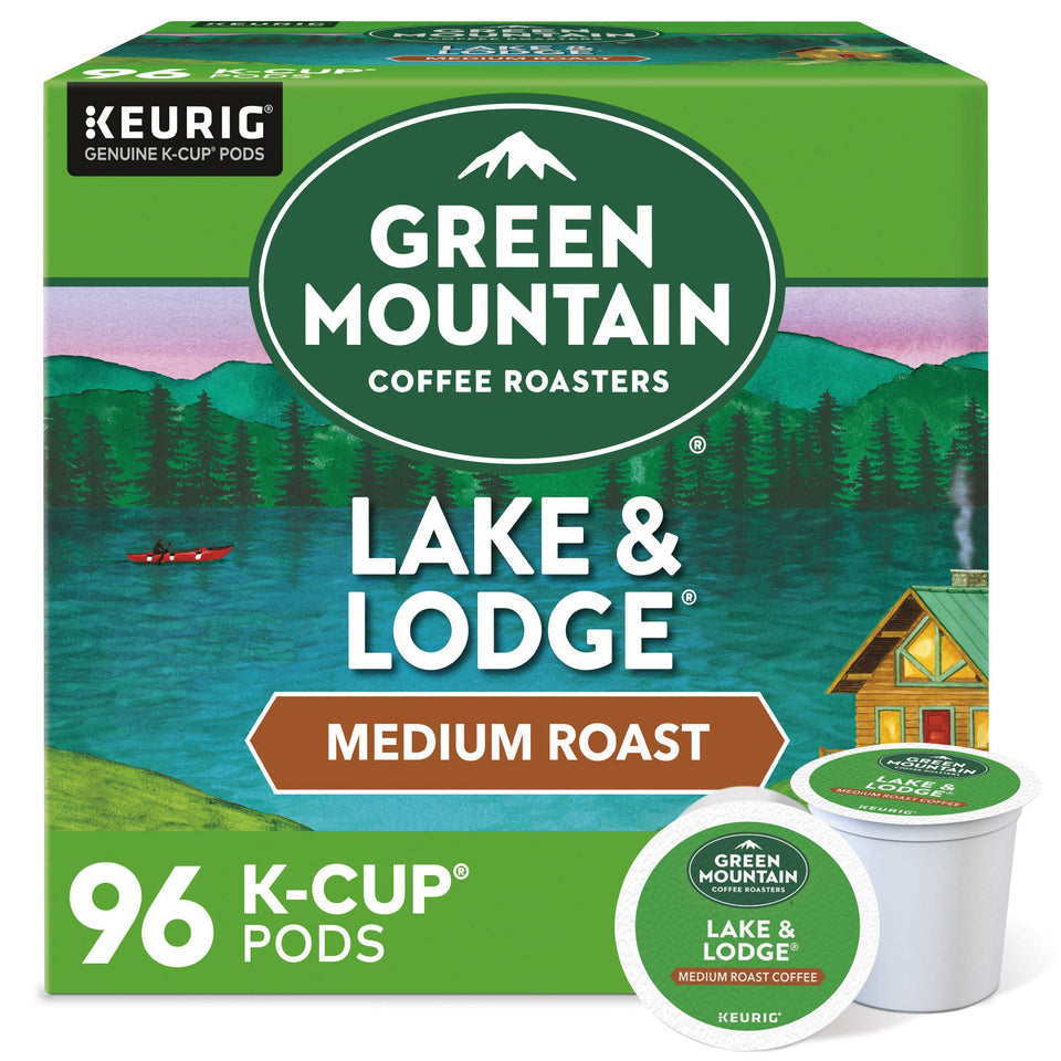 Green Mountain Lake and Lodge K-Cup pods deliver rich aroma for Keurig brews.