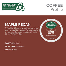 Green Mountain Maple Pecan Light Roast K-Cups deliver a bright, flavorful cup
