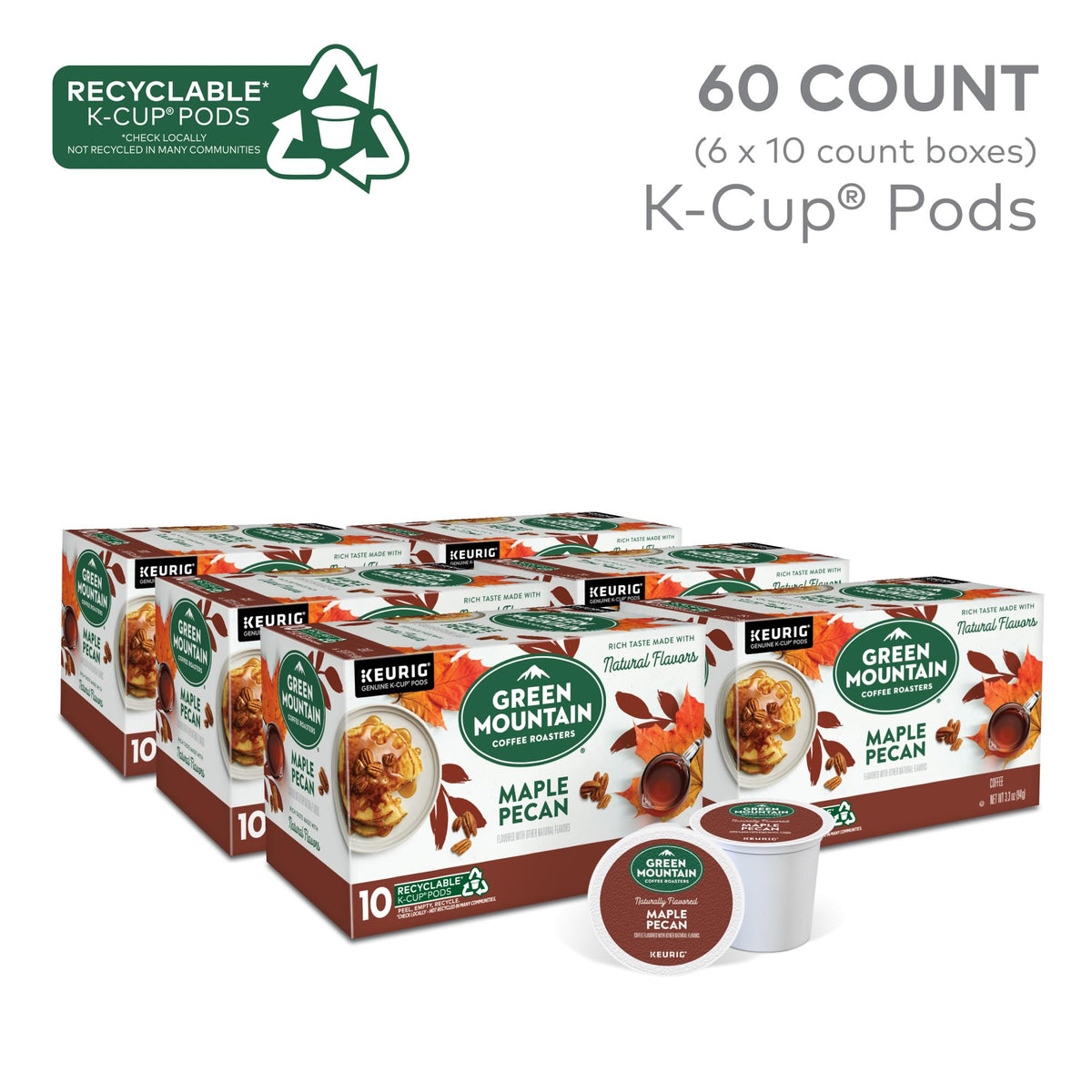 Packaging of Green Mountain Maple Pecan highlights sustainability and convenience