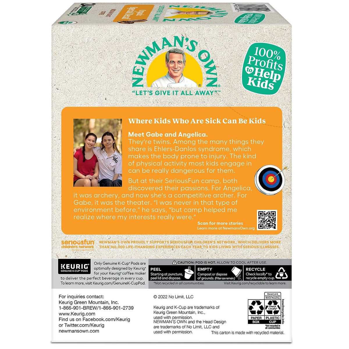 Newman's Special Decaf K-Cups on office desk; quick office caffeine-free option during work.