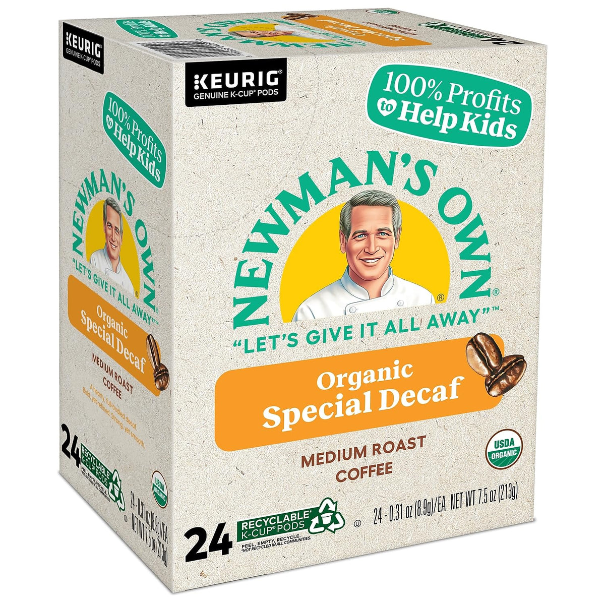 Newman's Special Decaf K-Cups on shelf; organic flavor for everyday ritual.