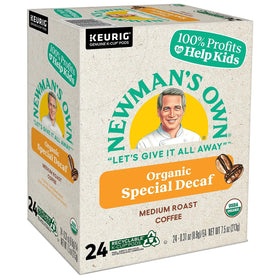 Newman's Special Decaf K-Cups on shelf; organic flavor for everyday ritual.