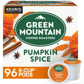 Green Mountain Pumpkin Spice K-Cup pod front view highlighting fall aroma