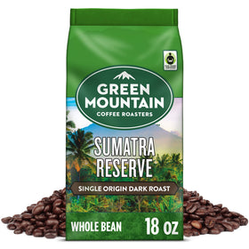 Green Mountain Coffee Roasters Sumatra Reserve bag front showing bold aroma