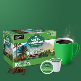 Fair Trade Certified banner on Green Mountain Sumatra Reserve coffee