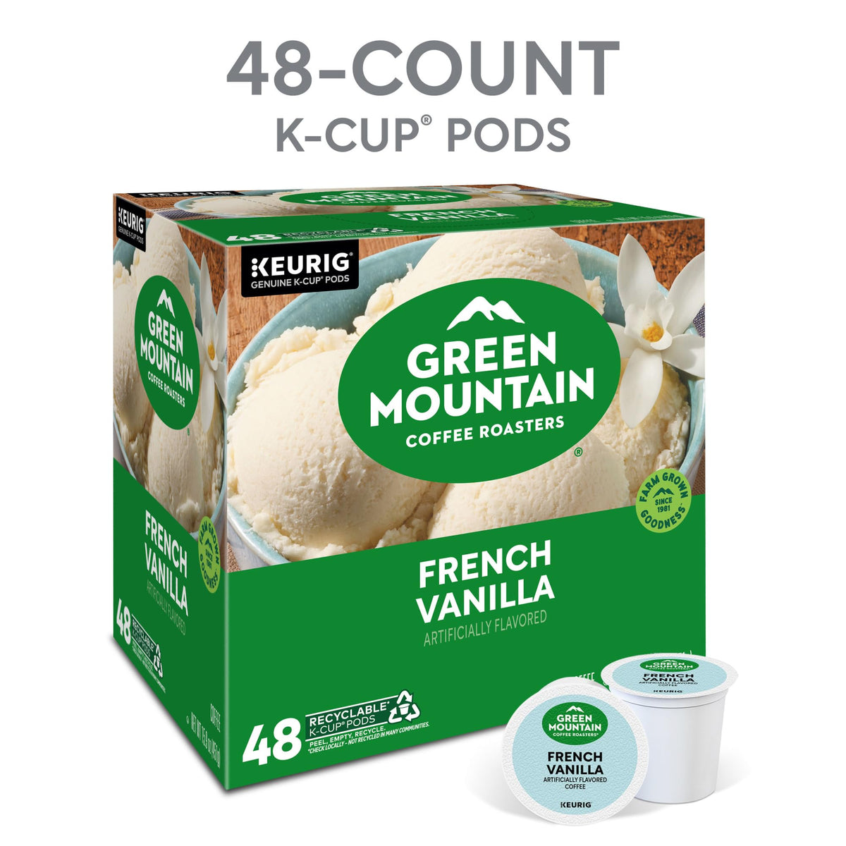 Green Mountain Vanilla Cream aroma enhances your cup with subtle sweetness