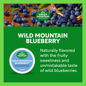 Keurig machine ready for use with Green Mountain Wild Mountain Blueberry pod.