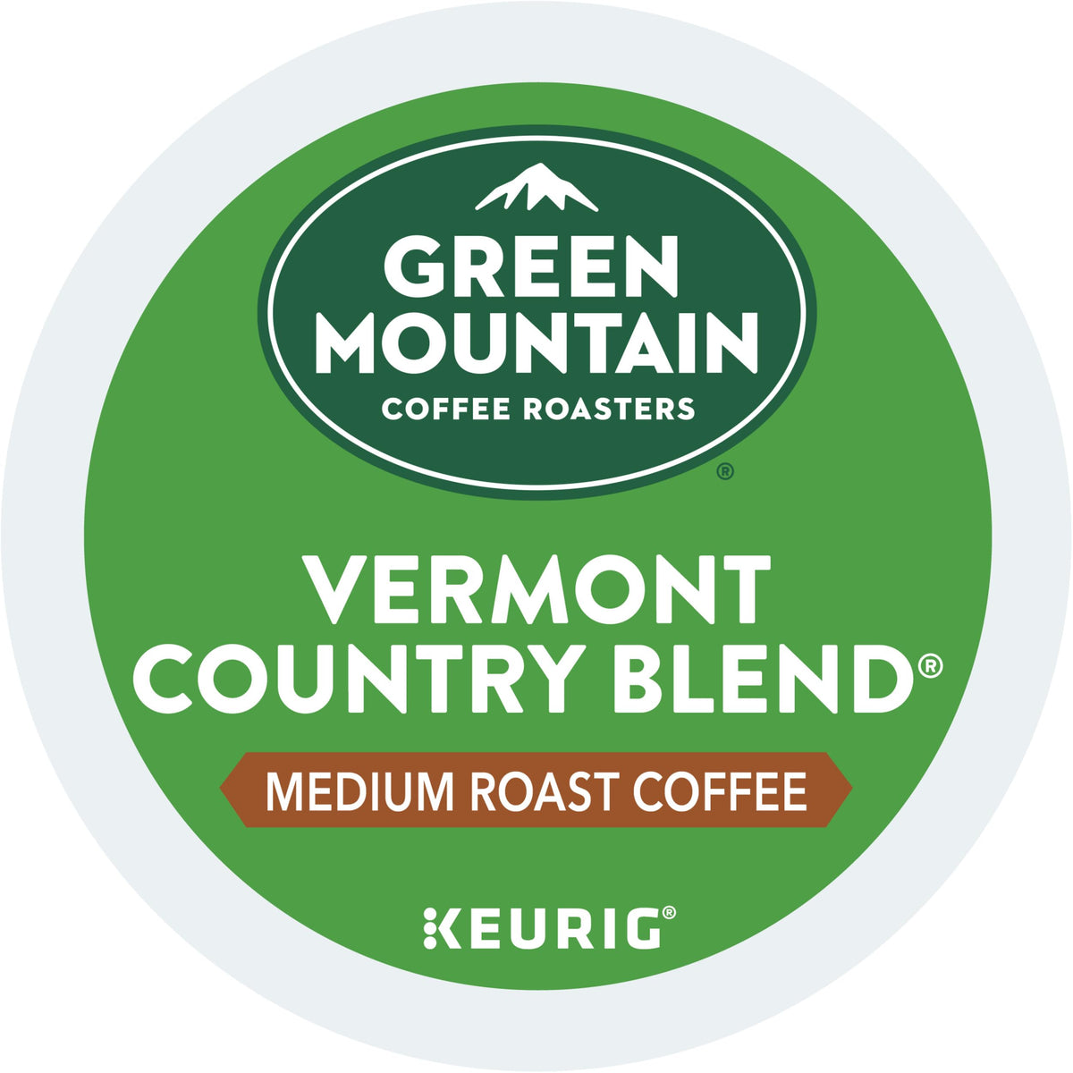 Green Mountain Coffee Vermont Country Blend K-Cup cup ready for convenient single-serve brewing.