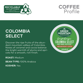 Green Mountain Colombia Select brew cup emitting steam for a comforting moment.